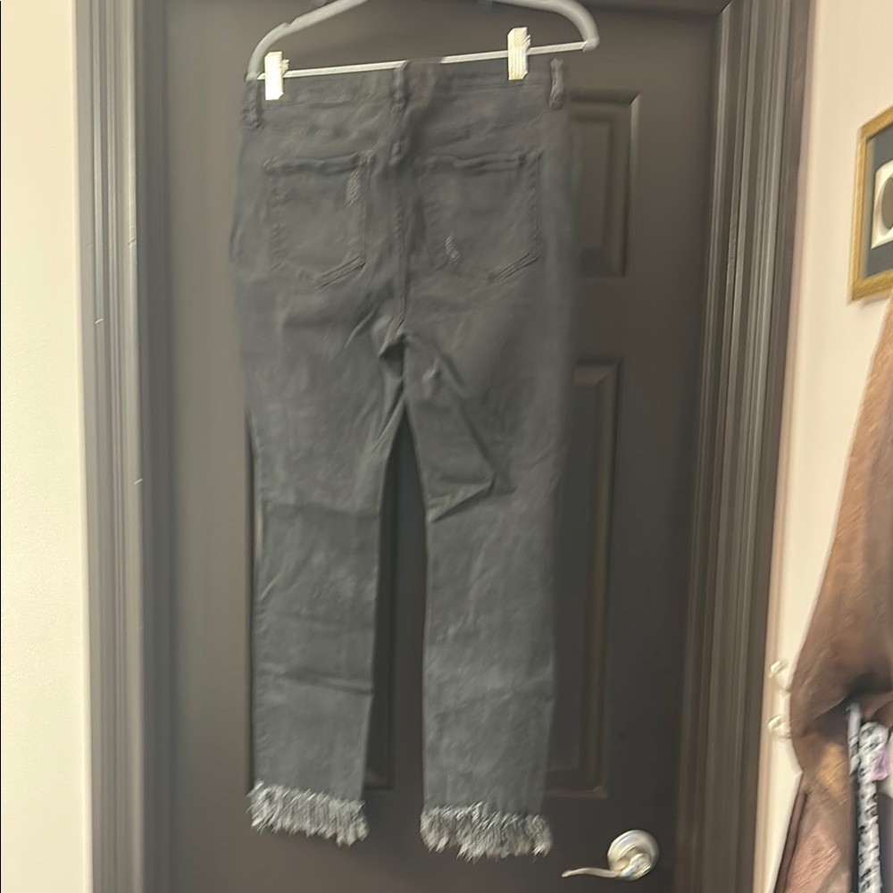 Free People Distressed Black Jeans with Frayed Hem - Picture 5 of 5